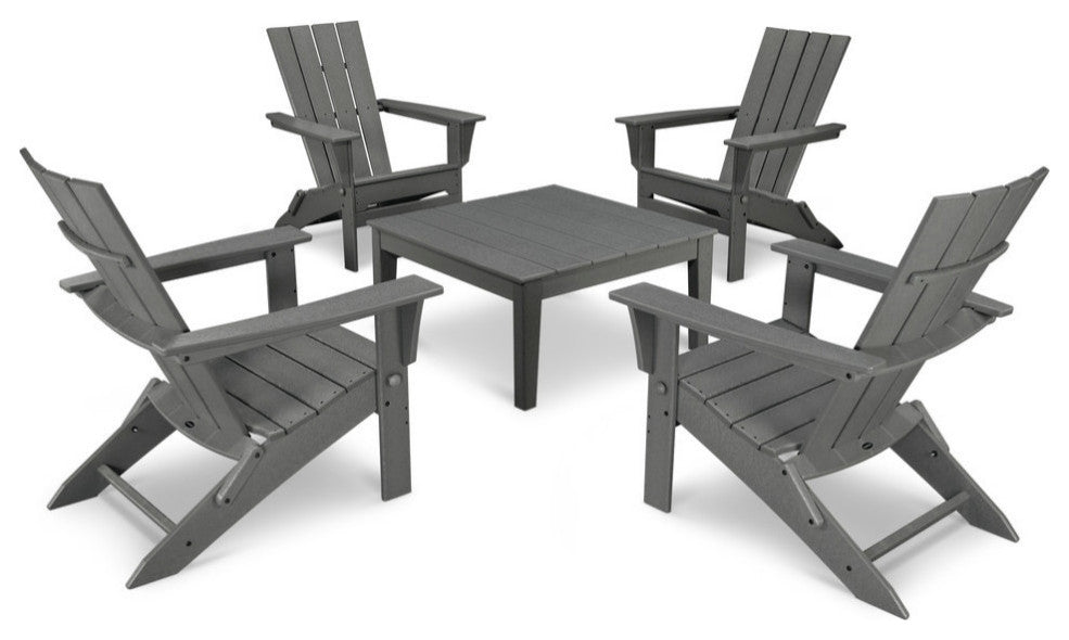 Polywood Quattro 5-Piece Conversation Set, Slate Gray