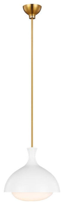 Generation Lighting, AEP1021BBSMWT, One Light Medium Pendant, Matte White
