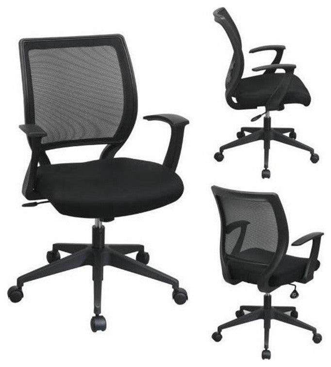 Screen Back Office Chair with T Arms in Black fabric
