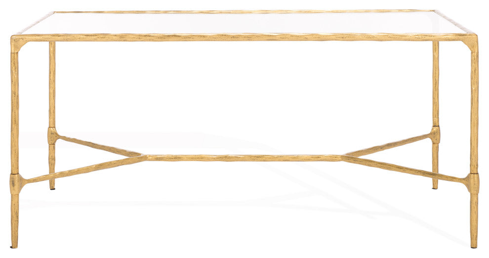 Safavieh Couture Isabellina Metal Coffee Table, Brass / Clear