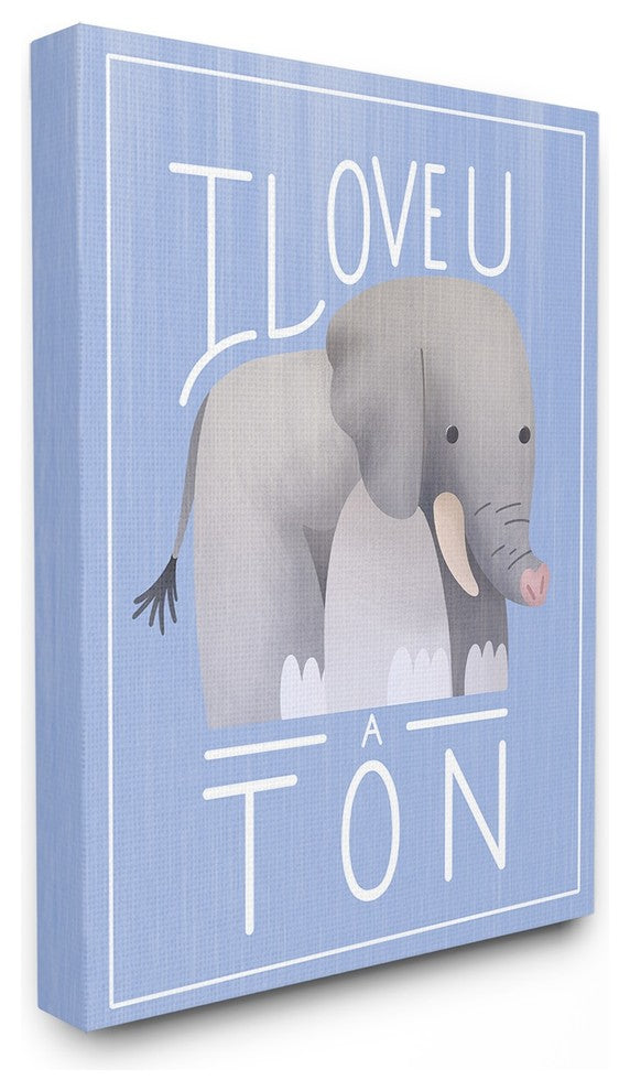 The Kids Room I Love You A Ton Elephant Blue XXL Canvas Wall Art, 30"x40"