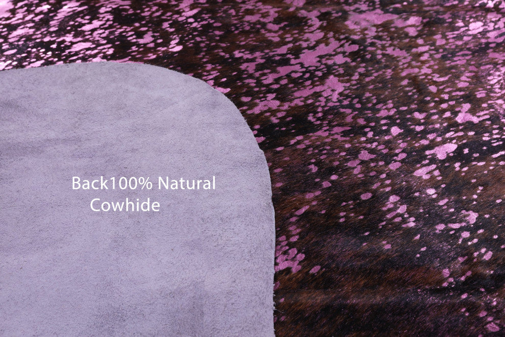 Pink Metallic Cowhide Rug 7' 2" X 6' 1" C2083