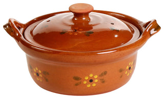 Ancient Cookware, Mexican Clay Lidded Cazuela Pot, 8.5x10.5x5