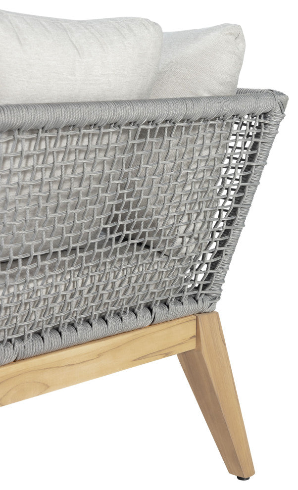 Cypress Teak Wood Sofa with Gray Color Rope Design