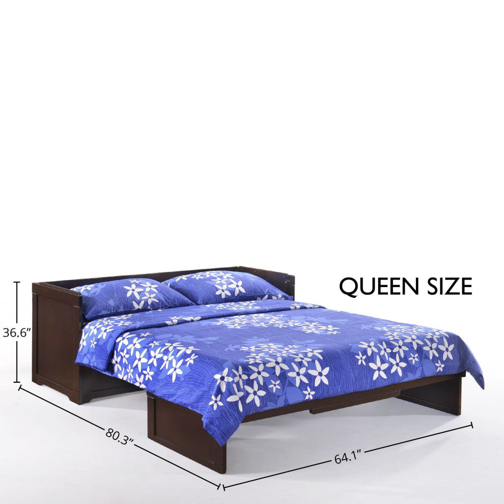 Cube Queen Size Murphy Bed Cabinet, Chocolate