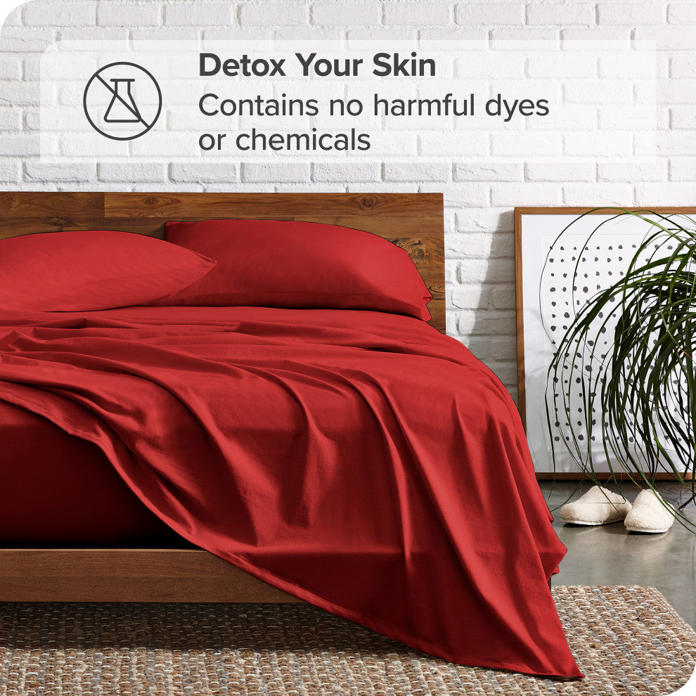 Bare Home Twin XL 1800 Microfiber Sheet Set, Red
