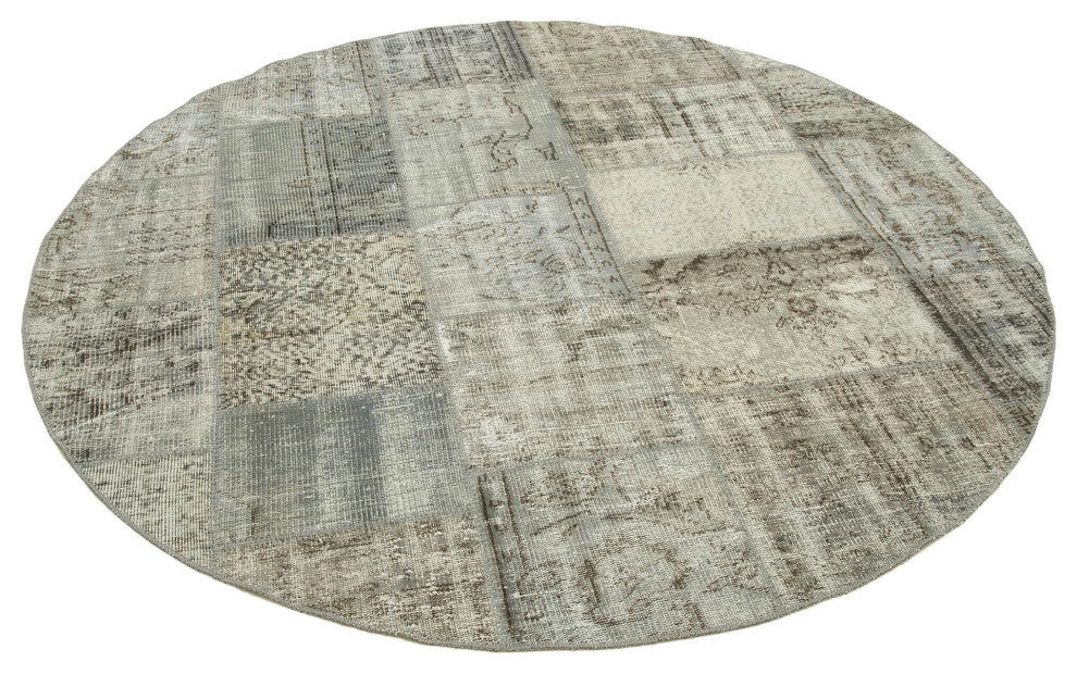 Rug N Carpet - Handmade Anatolian 6' 7" x 6' 7" Rustic Round Patchwork Rug