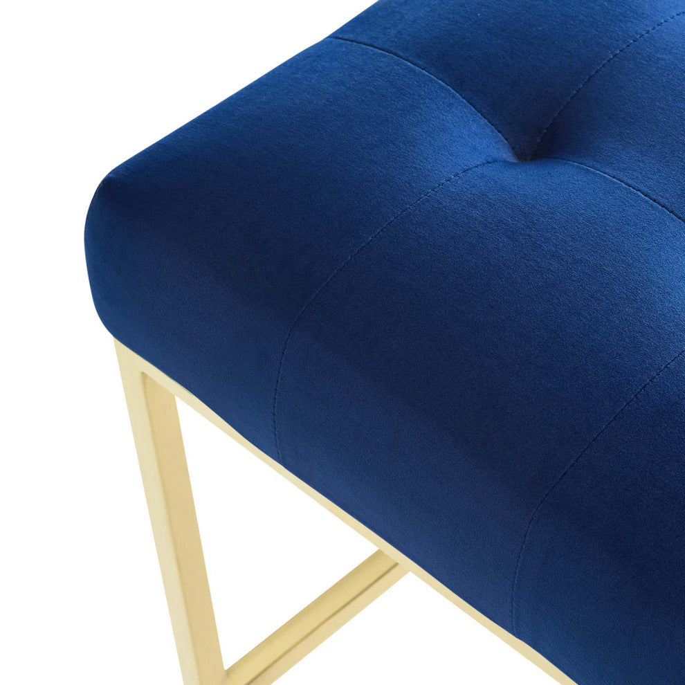 Bar Stool Chair Barstool, Velvet, Metal, Gold Blue Navy, Modern, Bar Pub Bistro