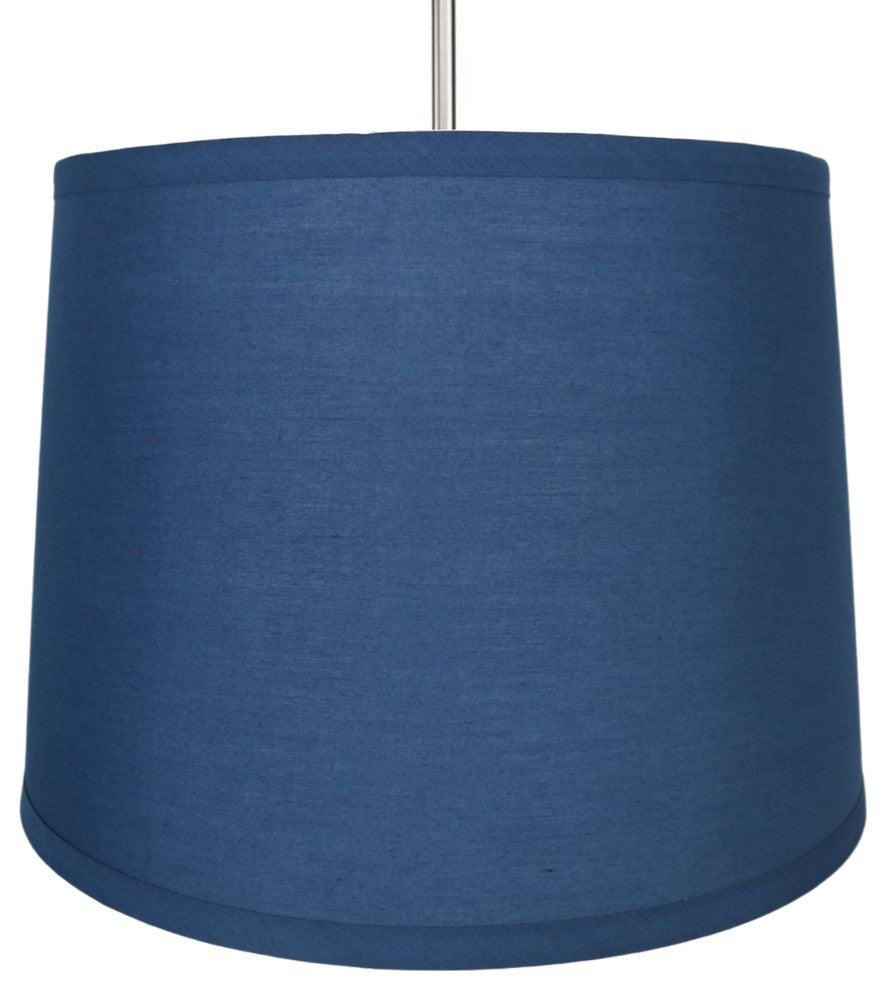 French Drum Lamp Shade, Cotton, Navy Blue, 14"