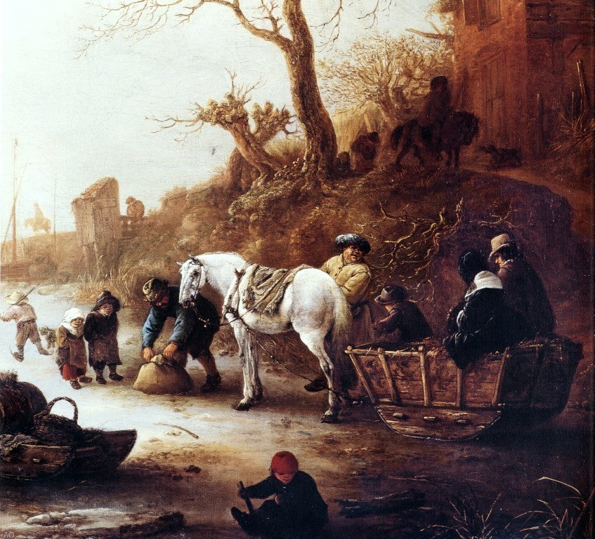 Isaac Van Ostade A Canal in Winter [detail #1] Wall Decal
