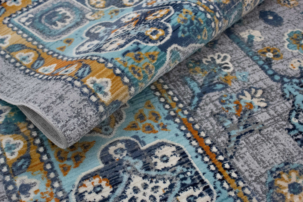 Noori Rug High-low Harriette Silver/Blue Rug