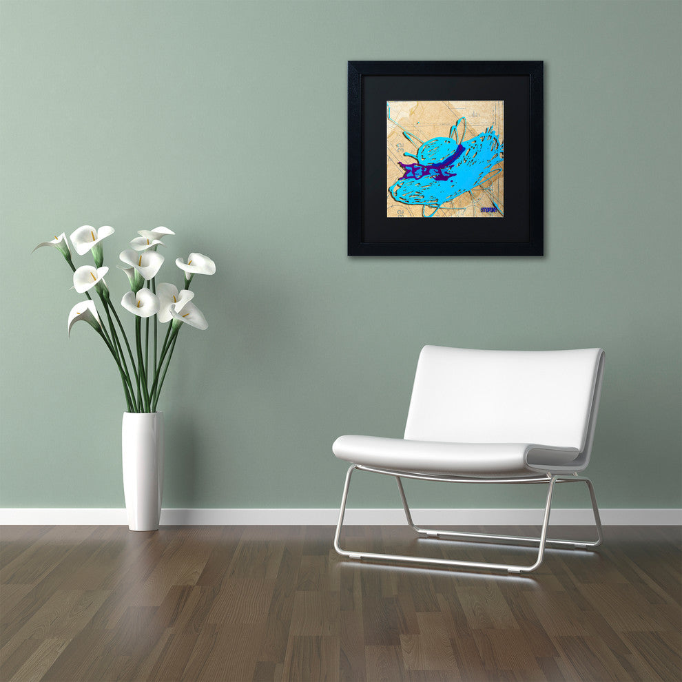 ''Blue Floppy Purple Bow'' Matted Framed Canvas Art by Roderick Stevens