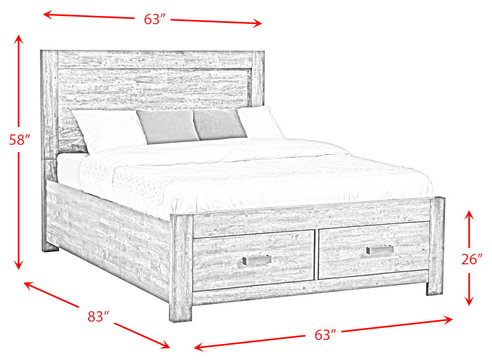 Picket House Furnishings Wren Queen Platform Storage Bed, Chestnut