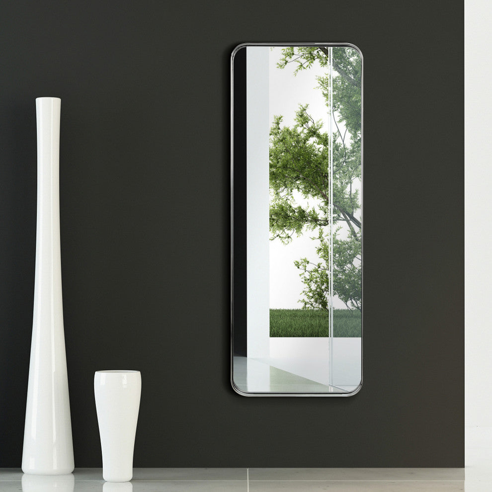 Ultra Stainless Steel Rectangular Wall Mirror, Silver, 18"x48", Polished