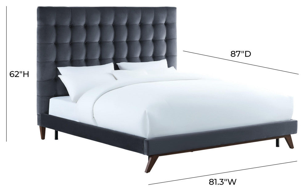 Eden Gray Velvet Bed, King