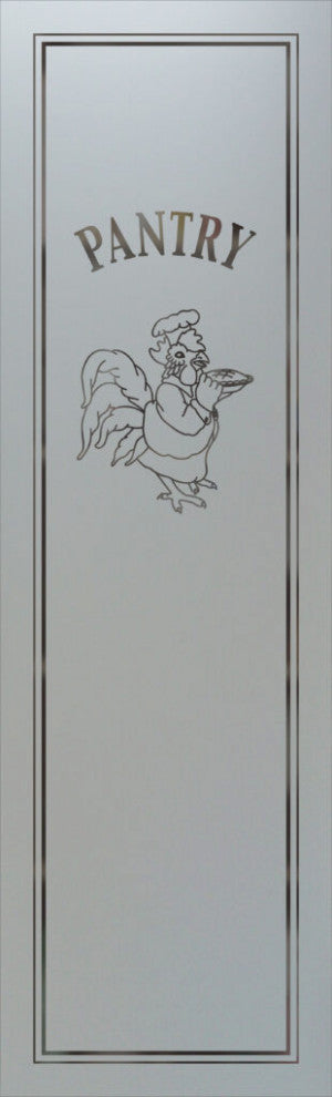 Pantry Door - Rooster Chef - Primed - 28" x 84" - Knob on Left - Push Open