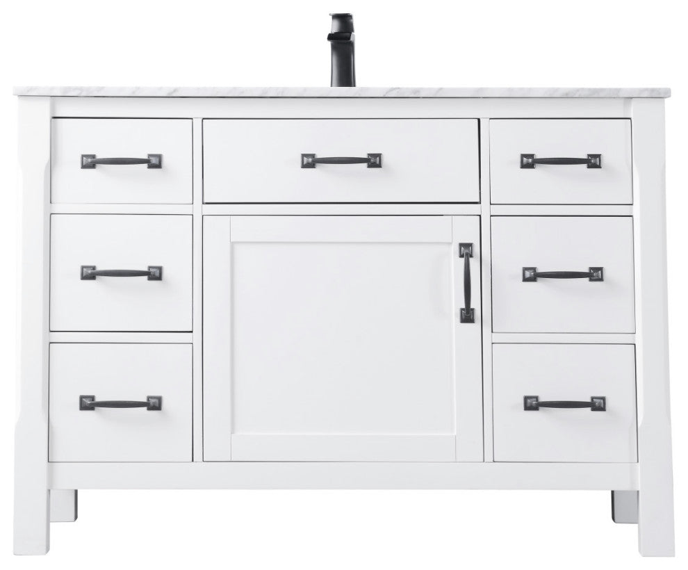 Maribella White Bathroom Vanity Set, 48", Without Mirror