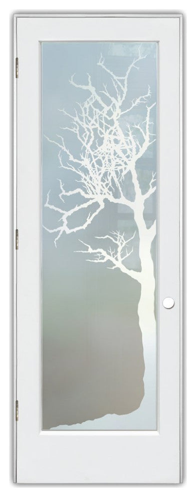 Interior Prehung Door or Interior Slab Door - Winter Tree - Primed - 30" x...