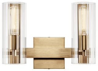 Jemsa 13.75" 2 Light Vanity With Clear Fluted Glass, Champagne Bronze