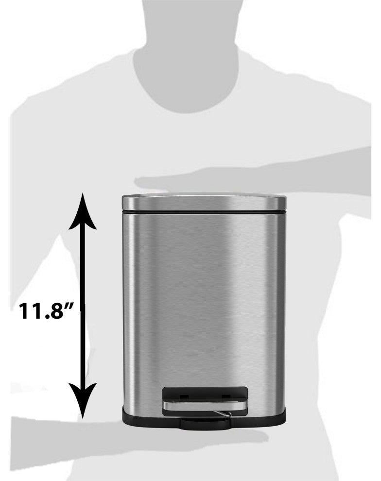 iTouchless SoftStep Stainless Steel Step Pedal Trash Can, 1.3 Gallon