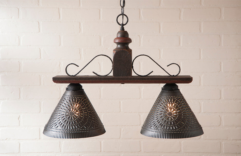Wellington Medium Island Light, Espresso With Salem Brick
