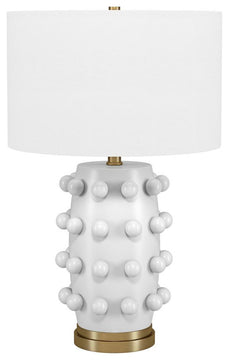 Farrington 26 Tall Ceramic Table Lamp with Fabric Shade in Matte White/White