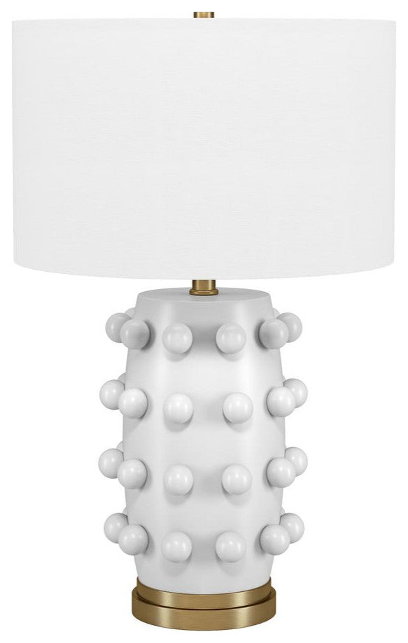 Farrington 26 Tall Ceramic Table Lamp with Fabric Shade in Matte White/White