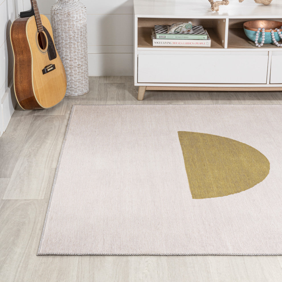 Luola Minimalist Geometric Machine-Washable Area Rug, 5x8