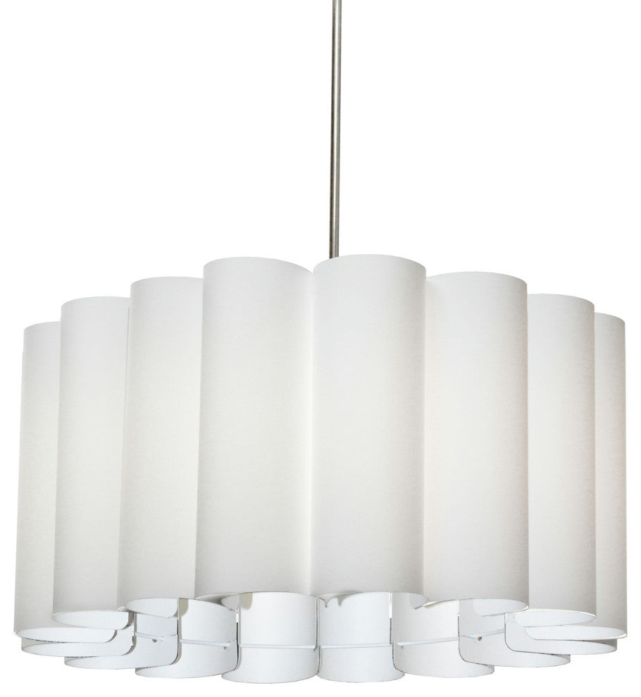 4 Light Sandra Pendant, JTone White, Polished Chrome