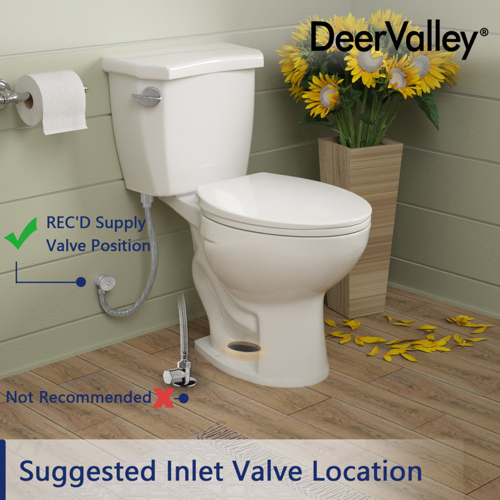 Two-Piece Elongated Toilet White ADA Comfort Height Bathroom Toilet