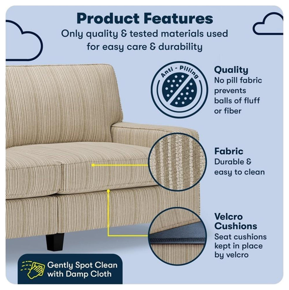 Serta Palisades 73" Track Arm Sofa with Removable Covers Beige