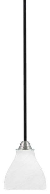Paramount Mini Pendant, Matte Black & Brushed Nickel, 6.25" White Marble
