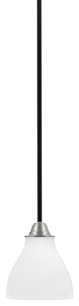 Paramount Mini Pendant, Matte Black & Brushed Nickel, 6.25" White Marble