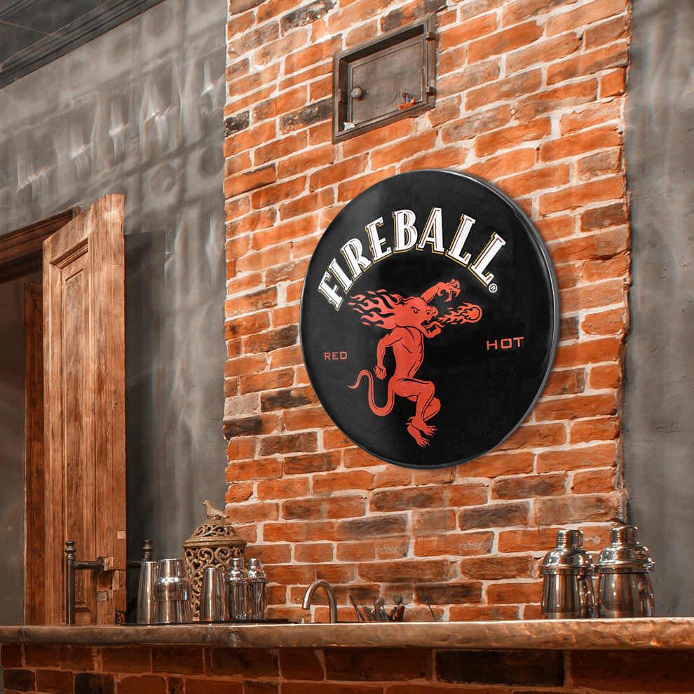 Fireball Whiskey Dome Shaped Metal Sign Wall Decor