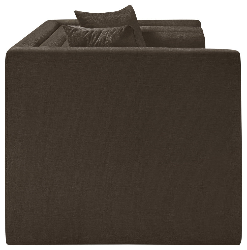 Everett Upholstered Loveseat, Brown, Chenille Fabric
