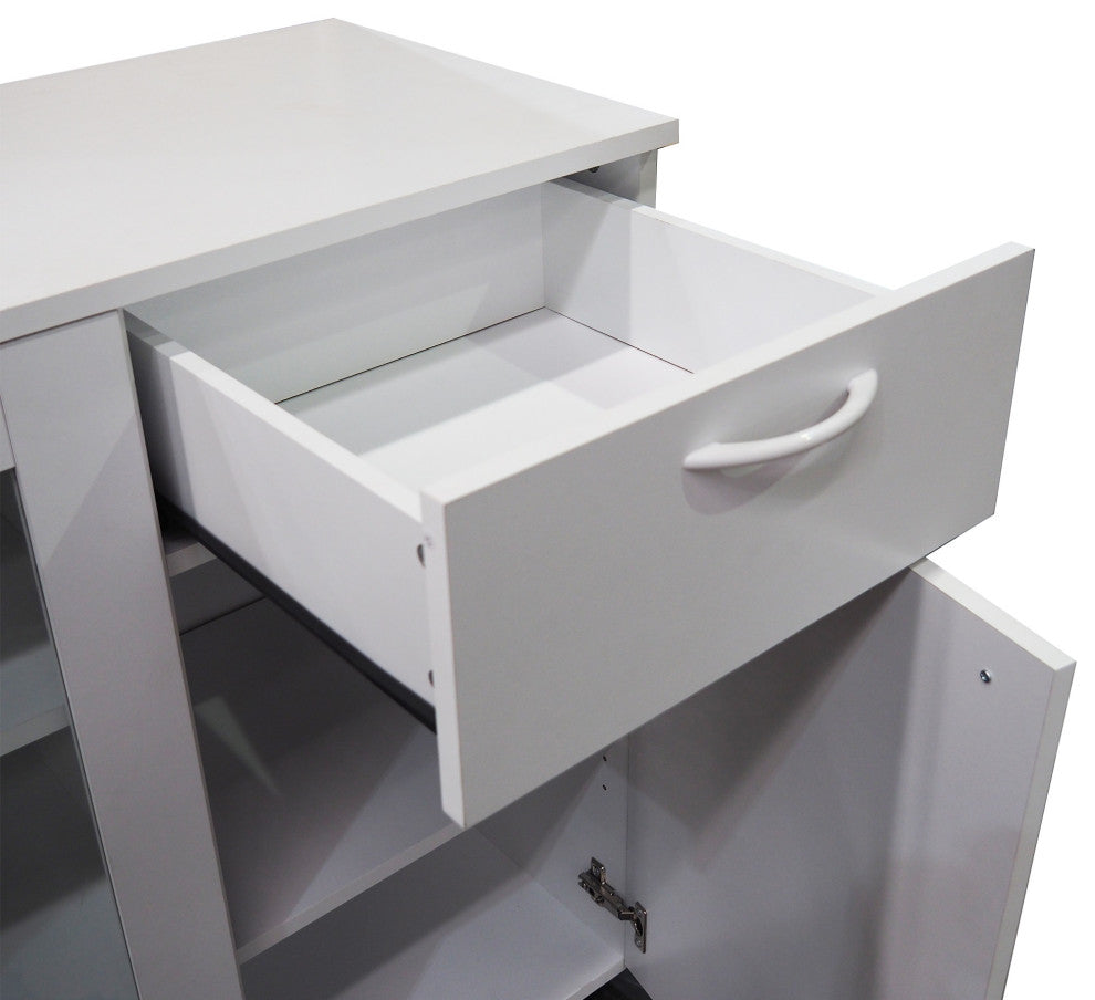 Goblin Wheeled Kitchen Storage Sideboard Buffet Cabinet, White Wood