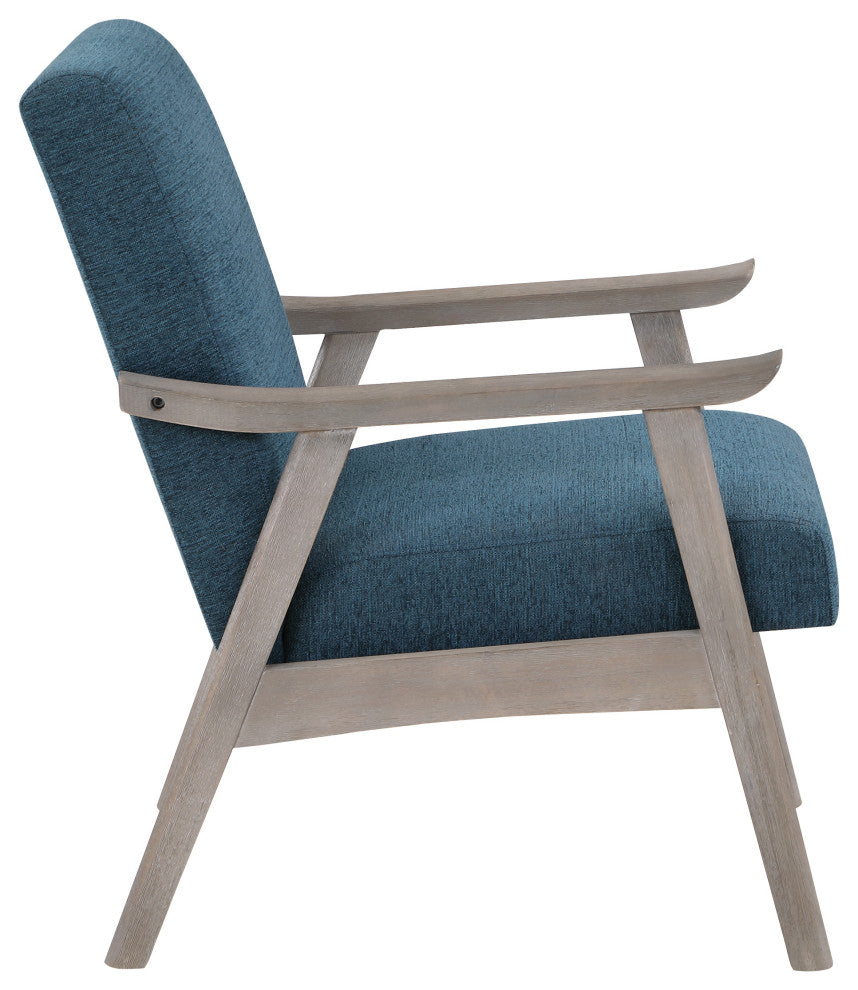 Weldon Armchair, Azure Fabric With Brushed Gray Finished Frame