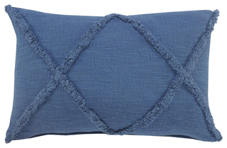 Boho Diamond Tufted Cotton Throw Pillow, Cobalt Blue, 16" X 24"