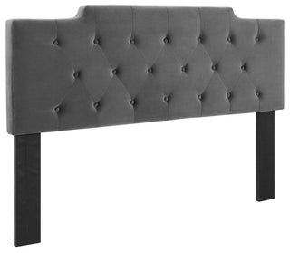 Juliet Tufted Full/Queen Performance Velvet Headboard-Charcoal