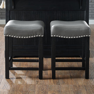 Aspen Gray PU Counter Stool, Set of 2