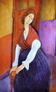 Amedeo Modigliani Jeanne Hebuterne Wrapped Canvas, 18"x27"