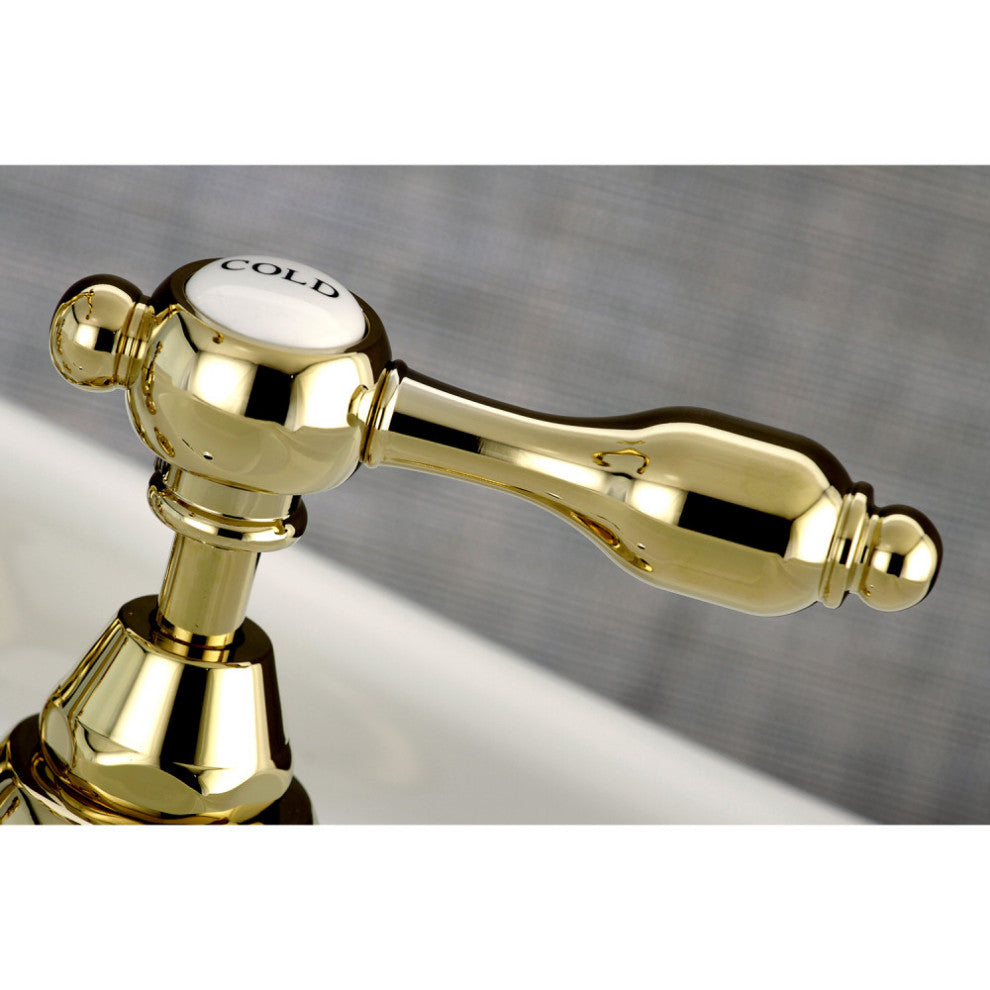 Kingston Brass Bridge Bathroom Faucet With Brass Pop-Up, Polished Brass