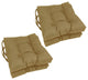 16" Spun Polyester Solid Outdoor Square Tufted Chair Cushions, Set of 4, Wheat