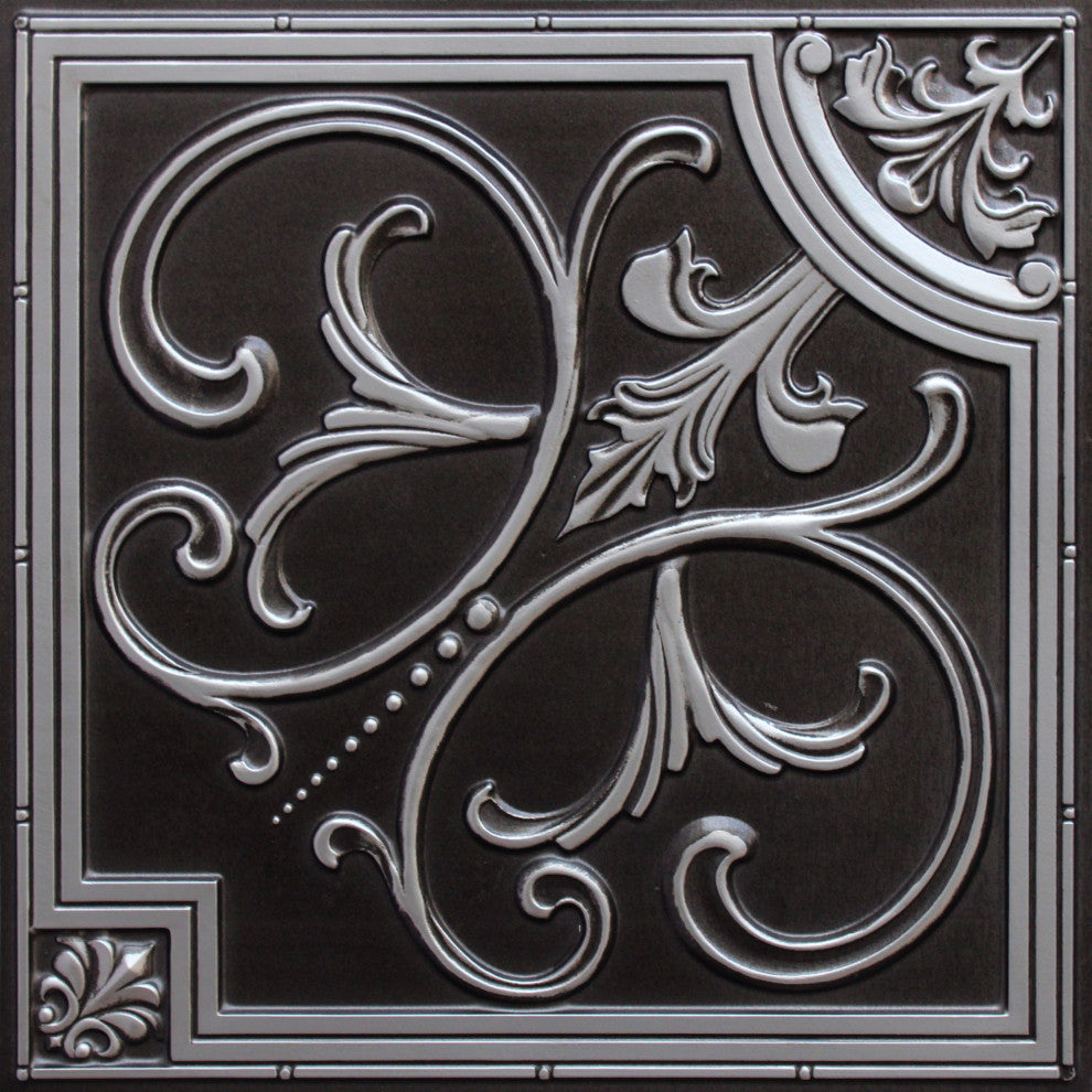 Antique Silver 3D Ceiling Panels, 2'x2', 40 Sq Ft, Pack of 10