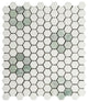 5-Pieces of Thassos White and Ming Green 1" x 1" Marble Honeycomb Mosaic