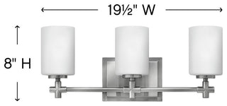Hinkley Laurel Medium Three Light Vanity, Brushed Nickel