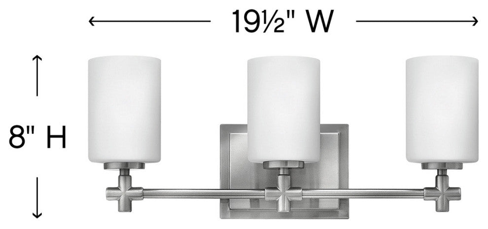 Hinkley Laurel Medium Three Light Vanity, Brushed Nickel