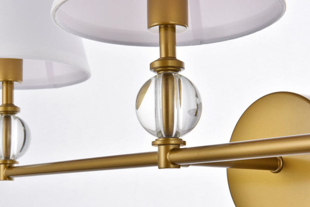 Beau 3-Light Bath Sconce, Brass With White Fabric Shade