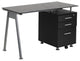 Hamlet Black Glass Office Computer Desk With Three Drawer Pedestal