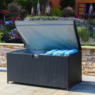 Outdoor Wicker Storage Box, Black